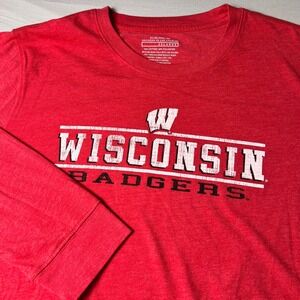 Wisconsin Badgers Long Sleeve Graphic T-Shirt Red Mens 2XL NCAA Fan Gear